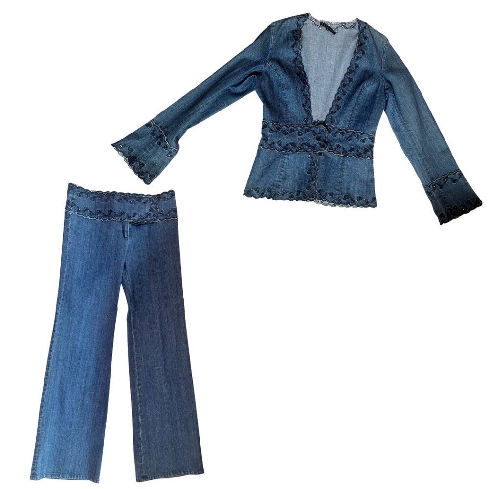 Vintage Parallel Denim Jean and Blazer Set